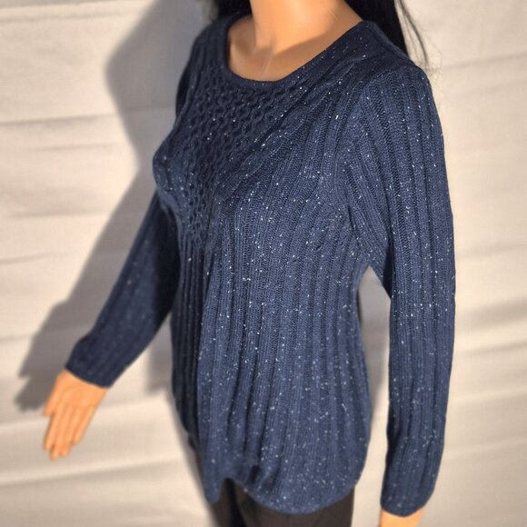 HANNAH Acrylic sweater, Turquoise with white specks in size LG. - Picture 2 of 16